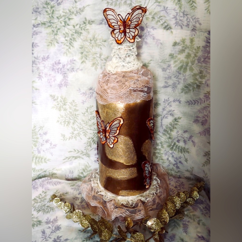 Hand Crafted Gypsy Bottle And Jar Set Butterflies & Flowers Meadow Set - Picture 15 of 15